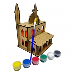 3D Ahşap Camii Boyama Gece Lambası Set 