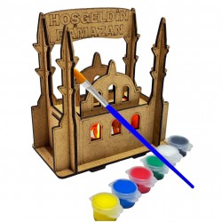 3D Ahşap Camii Hoşgeldin Ramazan Boyama Set 