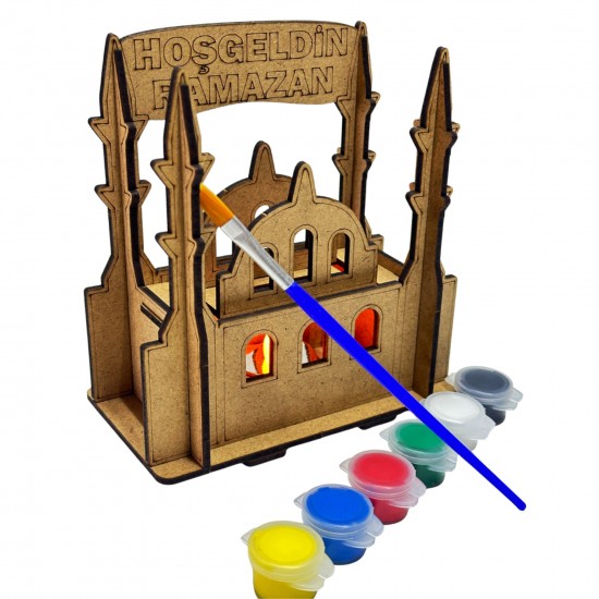 3D Ahşap Camii Hoşgeldin Ramazan Boyama Set 