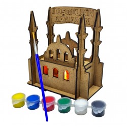 3D Ahşap Camii Hoşgeldin Ramazan Boyama Set 