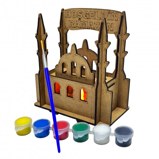 3D Ahşap Camii Hoşgeldin Ramazan Boyama Set 