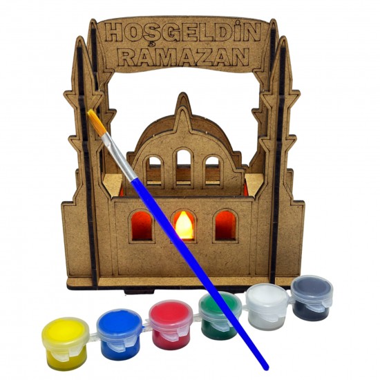 3D Ahşap Camii Hoşgeldin Ramazan Boyama Set 