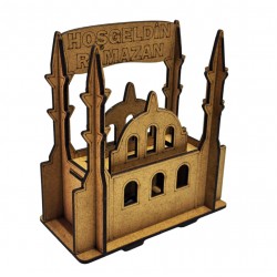 3D Ahşap Camii Hoşgeldin Ramazan Sade