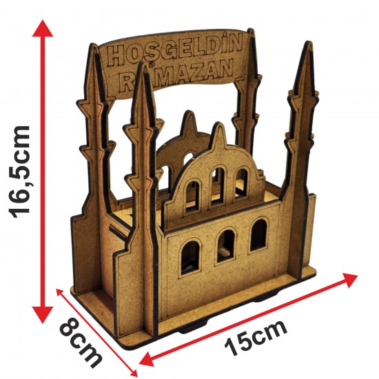 3D Ahşap Camii Hoşgeldin Ramazan Boyama Set 