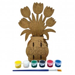 Ahşap Boyama Seti Anneler Günü Saksı 3D Model1