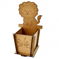 Ahşap Boyama Aslan Kalemlik