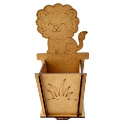 Ahşap Boyama Aslan Kalemlik