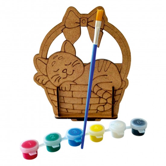 Ahşap Boyama Set Kedi Sepet Ahşap Boyama Set Kedi Sepet