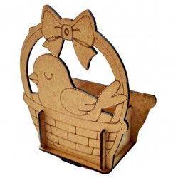 Ahşap Boyama Sade Kuş Sepet