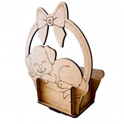 Ahşap Boyama Sade Köpek Sepet