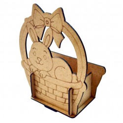 Ahşap Boyama Sade Tavşan Sepet