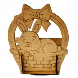 Ahşap Boyama Sade Tavşan Sepet