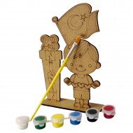 Ahşap Boyama Seti 23 Nisan Bayrak Kalp  Model NS7