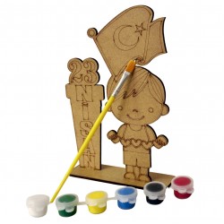 Ahşap Boyama Seti 23 Nisan Bayrak Kalp  Model NS7