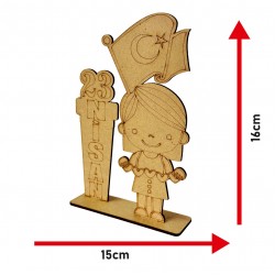 Ahşap Boyama 23 Nisan Bayrak Kalp  Model3 NS8