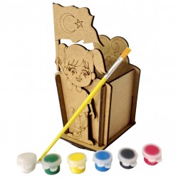 Ahşap Boyama Seti 23 Nisan Kalemlik Model NS11