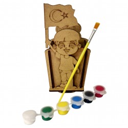 Ahşap Boyama Seti 23 Nisan Kalemlik Model NS11