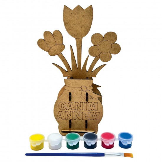 Ahşap Boyama Seti Anneler Günü Saksı 3D Model2
