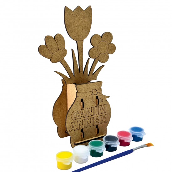 Ahşap Boyama Seti Anneler Günü Saksı 3D Model2