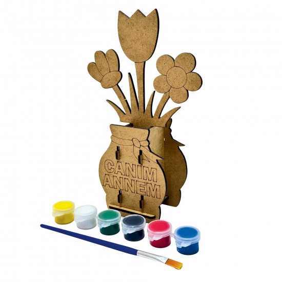 Ahşap Boyama Seti Anneler Günü Saksı 3D Model2