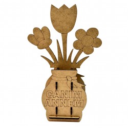 Ahşap Boyama  Anneler Günü Saksı Boyasız 3D Model2