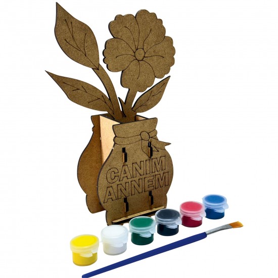 Ahşap Boyama Seti Anneler Günü Saksı 3D Model3