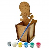 Ahşap Boyama Seti Deniz Kızı Kalemlik