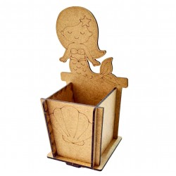 Ahşap Boyama Sade Deniz Kızı Kalemlik