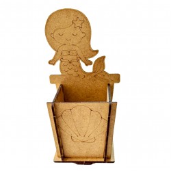 Ahşap Boyama Sade Deniz Kızı Kalemlik