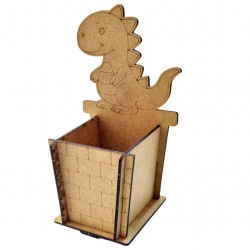 Ahşap Boyama Sade Dinazor Kalemlik