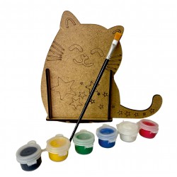 Ahşap Boyama Seti Kedi Kalemlik