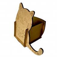 Ahşap Boyama Seti Kedi Sade Kalemlik Ahşap Boyama Seti Kedi Sade Kalemlik