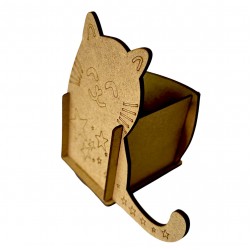 Ahşap Boyama Seti Kedi Sade Kalemlik