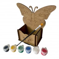 Ahşap Boyama Seti Kelebek Kalemlik
