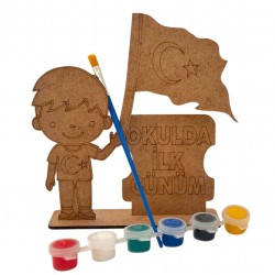 Ahşap Boyama Seti Okulda İlk Günüm Bayrak