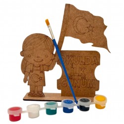 Ahşap Boyama Seti Okulda İlk Günüm Bayrak-K