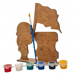 Ahşap Boyama Seti Okulda İlk Günüm Bayrak-K