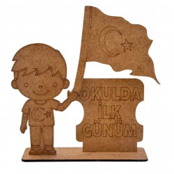 Ahşap Boyama Okulda İlk Günüm Bayrak