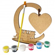 Ahşap Boyama Seti Sarkaç Kalp Anneler Günü Özel Model 3