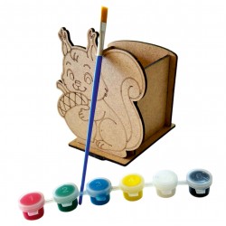Ahşap Boyama Seti Sincap Kalemlik