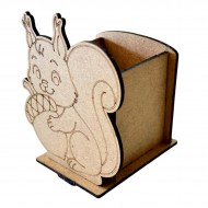 Ahşap Boyama Sade Sincap Kalemlik