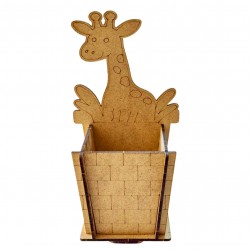 Ahşap Boyama Sade Zürafa Kalemlik