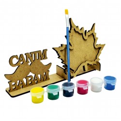 Ahşap Boyama Seti Çerçeve Canım Babam Çınar Yaprağı