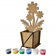 Ahşap Boyama Seti Çiçek Kalemlik