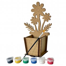 Ahşap Boyama Seti Çiçek Kalemlik