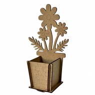 Ahşap Boyama Seti Çiçek Sade Kalemlik Ahşap Boyama Seti Çiçek Sade Kalemlik