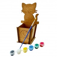 Ahşap Boyama Yavru Kedi Kalemlik