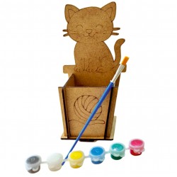 Ahşap Boyama Yavru Kedi Kalemlik