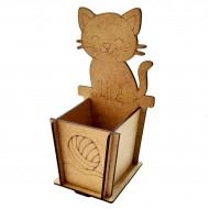 Ahşap Boyama Sade Yavru Kedi Kalemlik