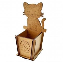 Ahşap Boyama Sade Yavru Kedi Kalemlik